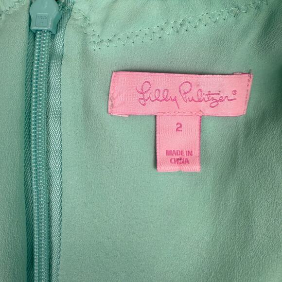 Lilly Pulitzer Meryl Dress Poolside Mint Lace Overlay 3/4 Sleeve V-Neck Cocktail - Picture 6 of 10
